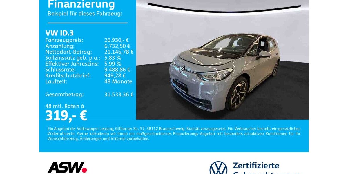 VW ID.3 13.900 km 26.930 &euro; Sinsheim 74889
