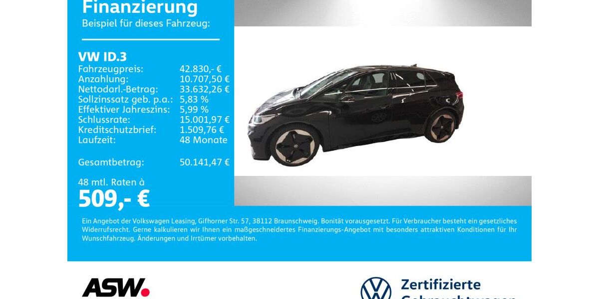 VW ID.3 12.600 km 42.830 &euro; Neckarsulm 74172