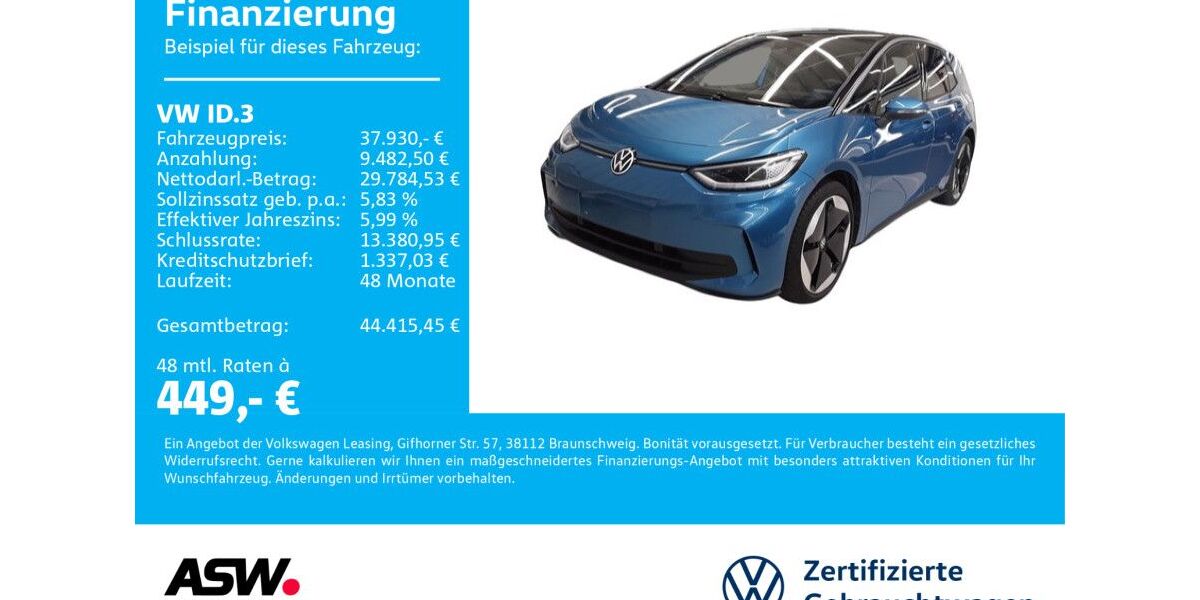 VW ID.3 5.400 km 37.830 &euro; Neckarsulm 74172